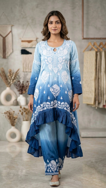 Beautiful Silk High Low Pure Handcrafted Luxurious Co Ord Set