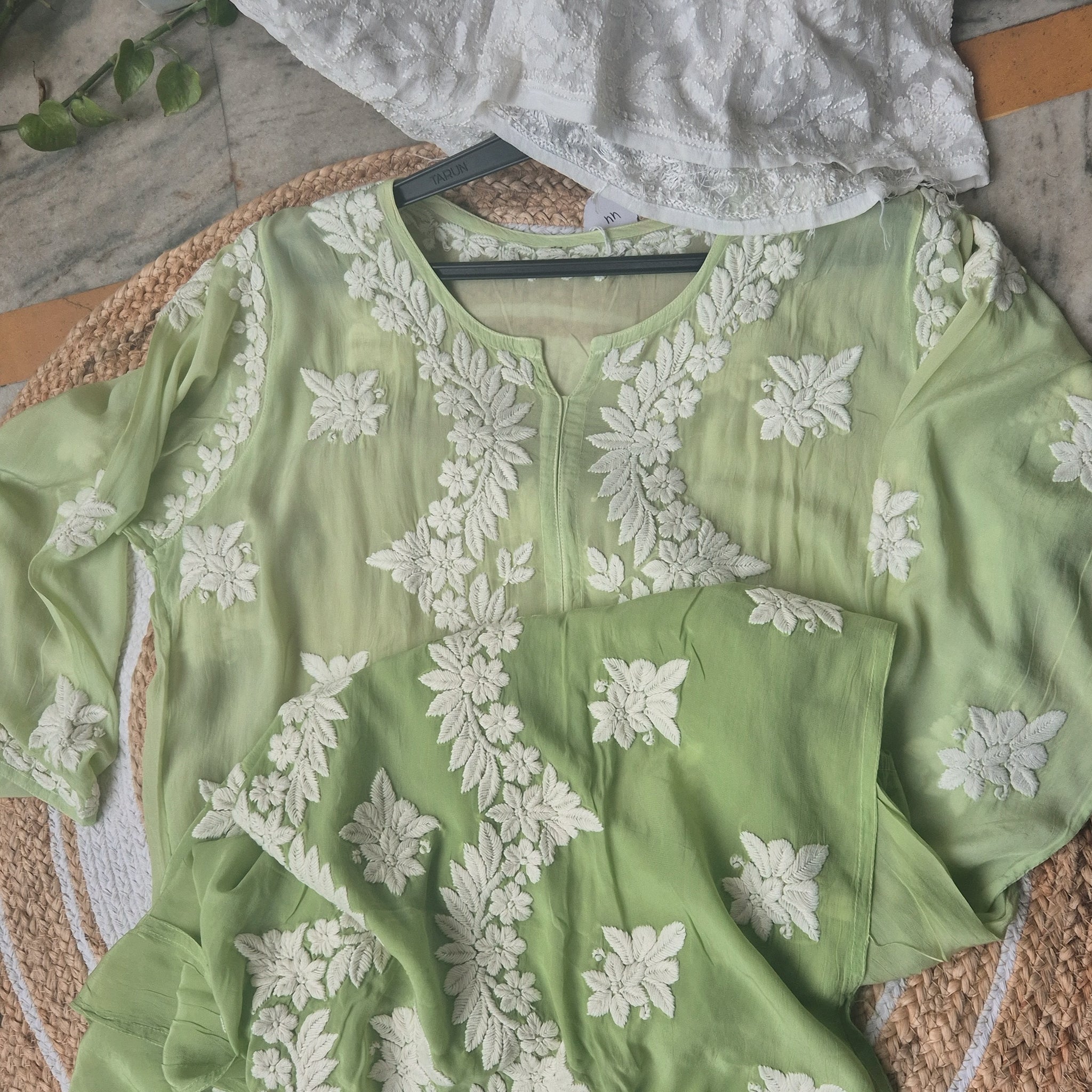 Pistachio Premium Soft Cotton Silk Chikankari co-ord Set