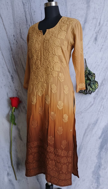 Brownie Heavy Pure Handcrafted Embroidery Premium Georgette Chikankari Kurti for Women