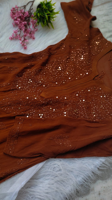 Beautiful Combination Premium Georgette Kurta And Silk Plazzos Co-ord Set