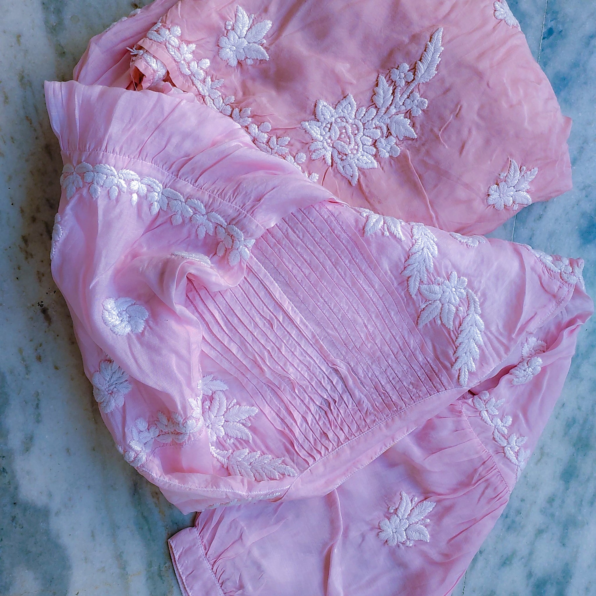 Beautiful Ombre Peach Tunic Pure Handcrafted Luxurious Chikankari