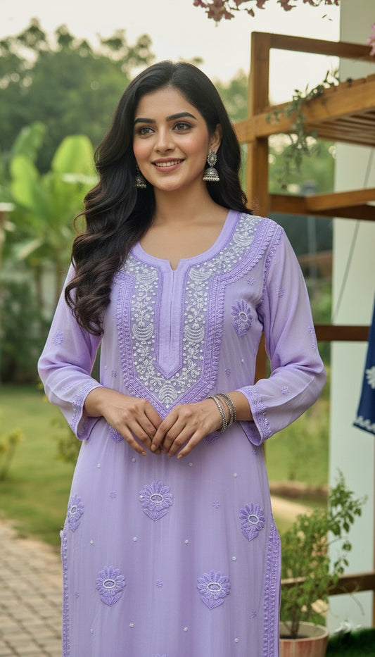 Beautiful Noori  Premium Georgette Chikankari Kurta Cutdana Embroidery
