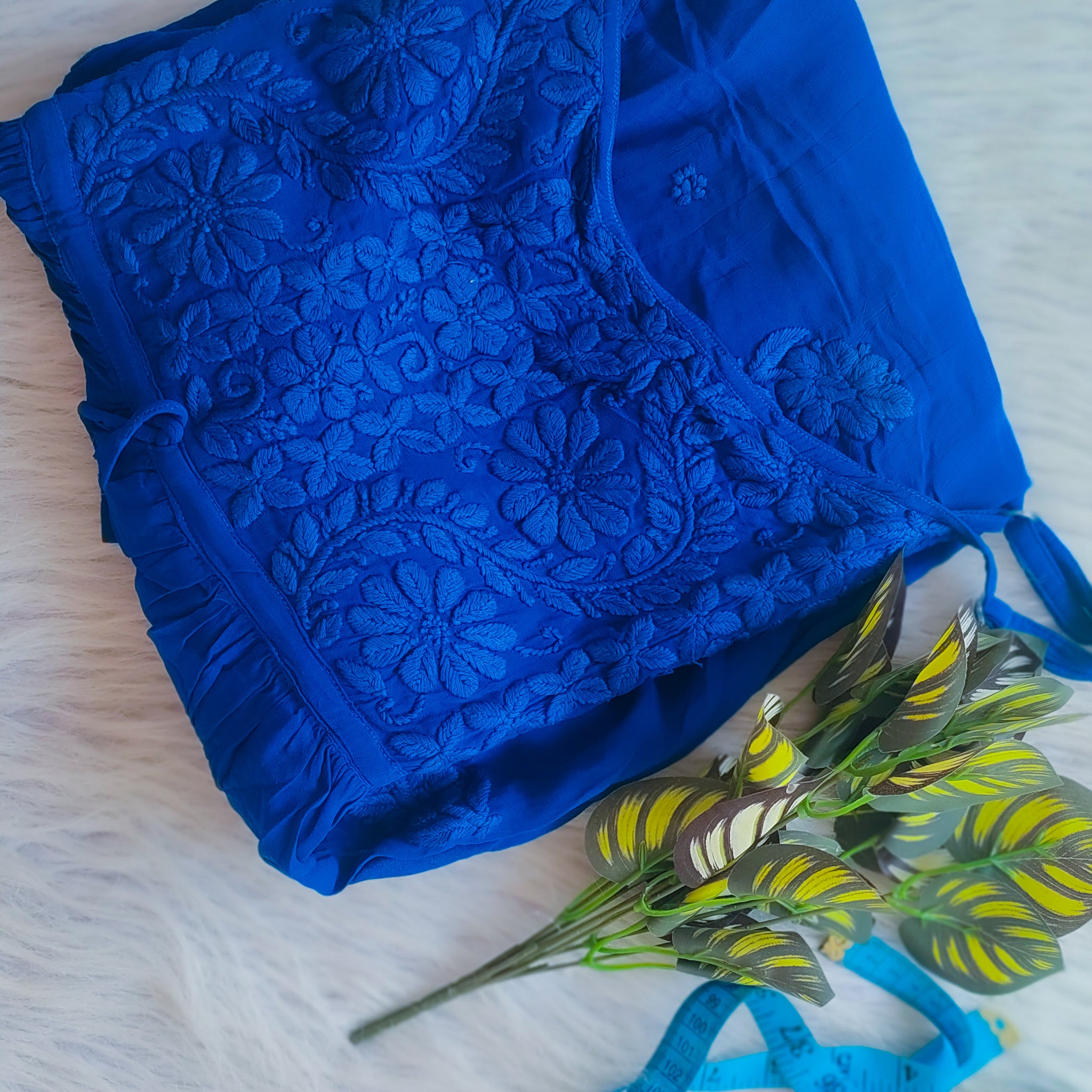 Tulip Denim Blue Premium Georgette Tunic