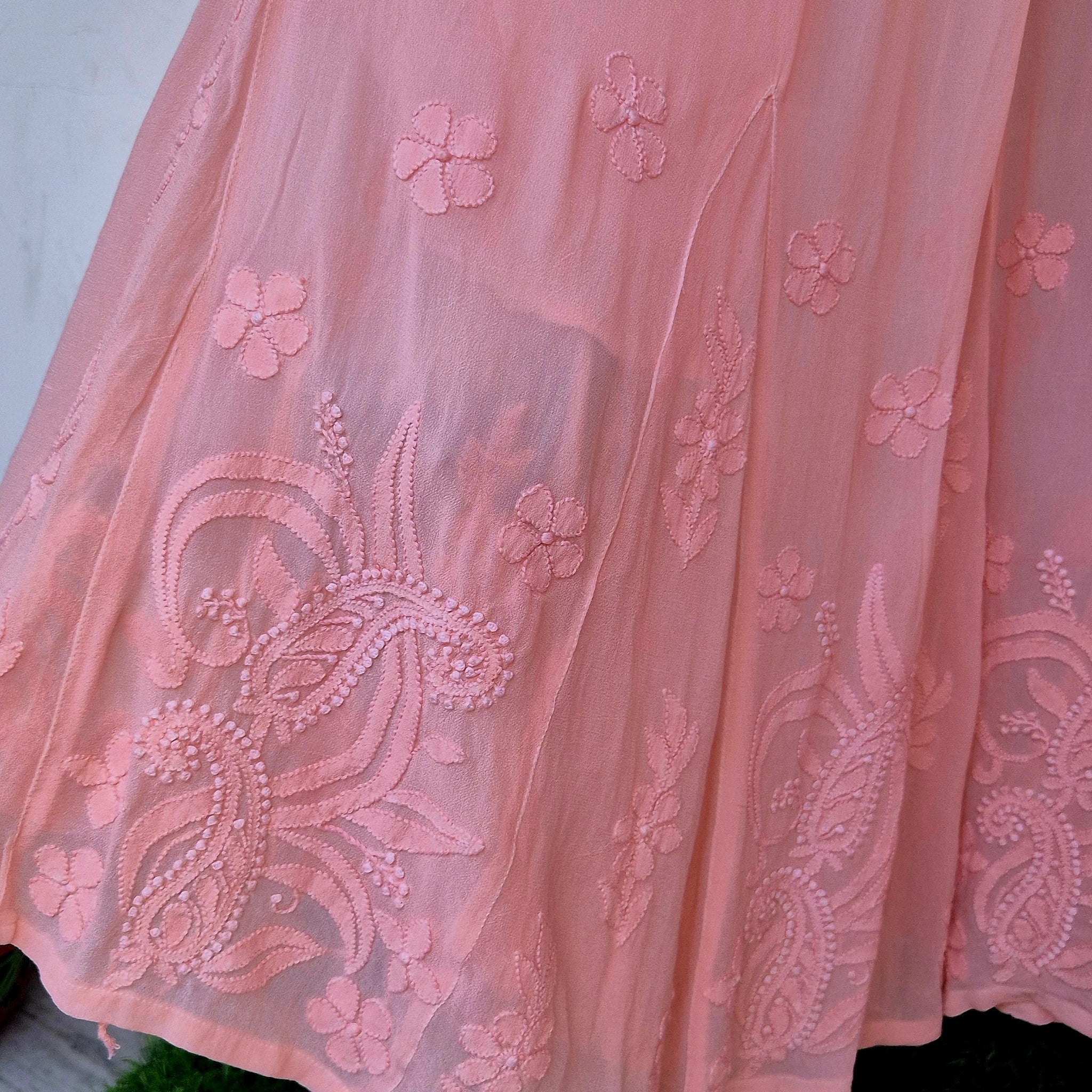 Peach Love Premium Georgette Chikankari Sharara Chikankari Set