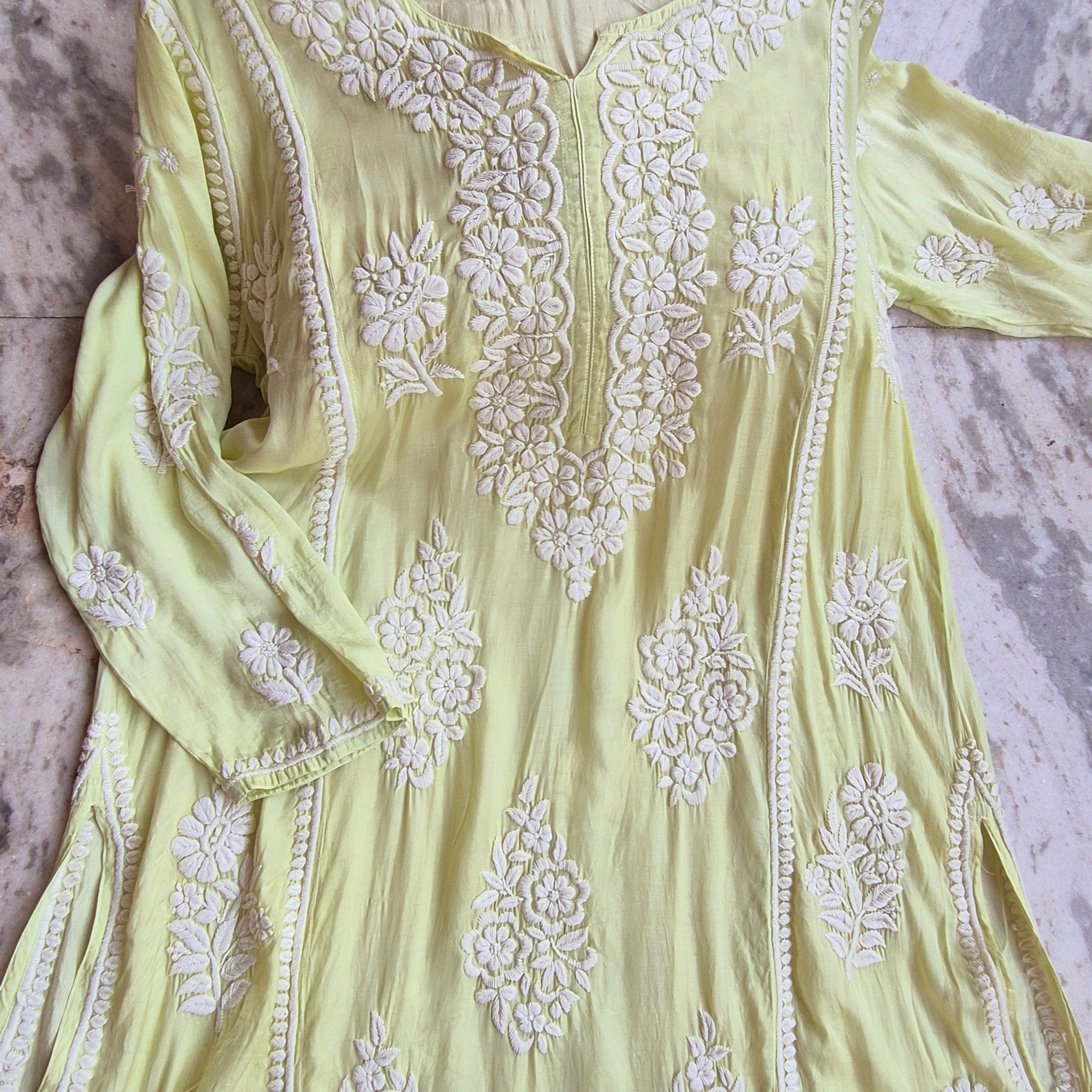 Fida Premium Silk Aline Long Chikankari kurta