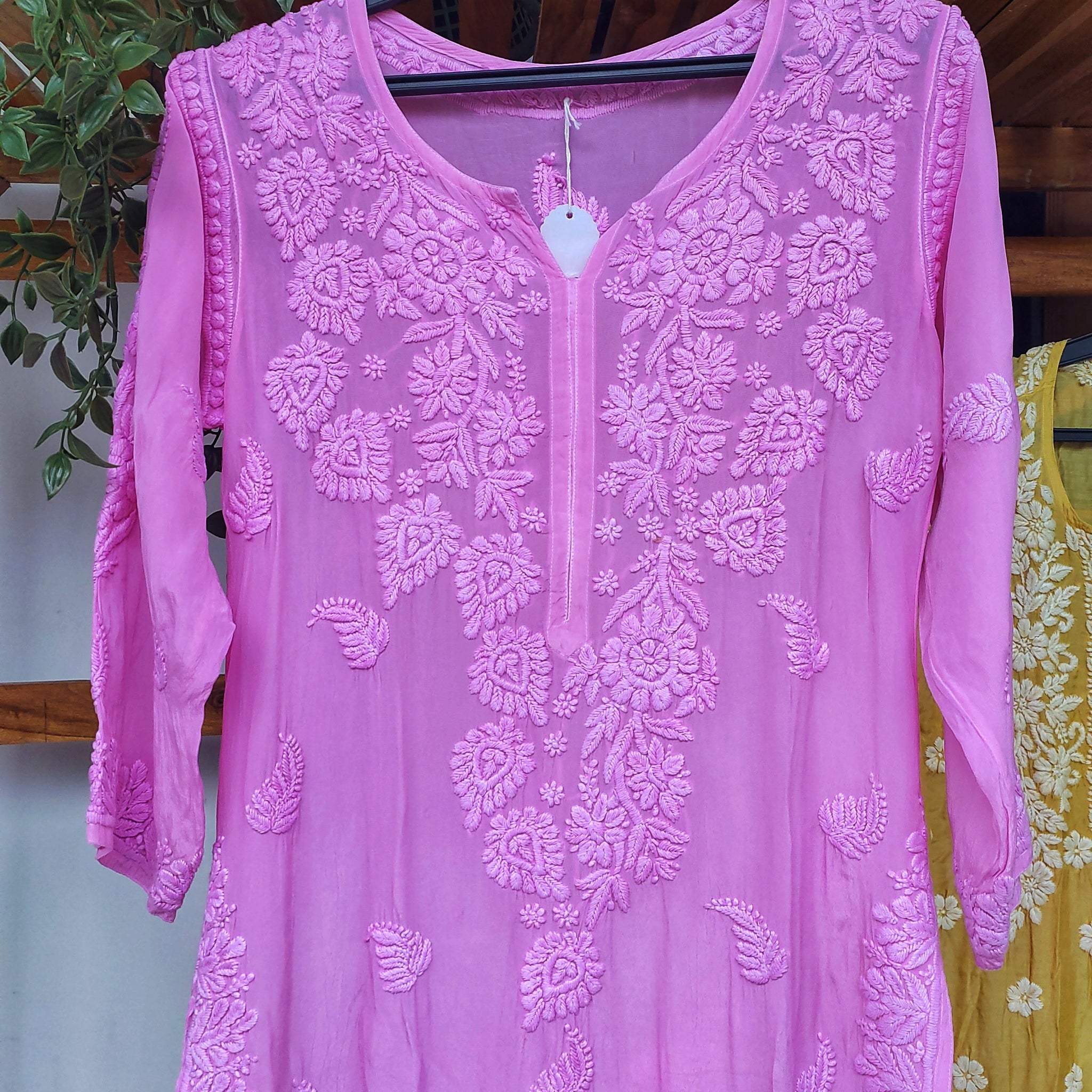 Pinkish Lavender Premium Silk Chikankari Kurta