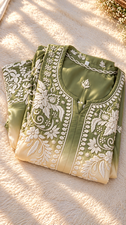 Sage Green and Ivory Omrbe Azhel co-ord set