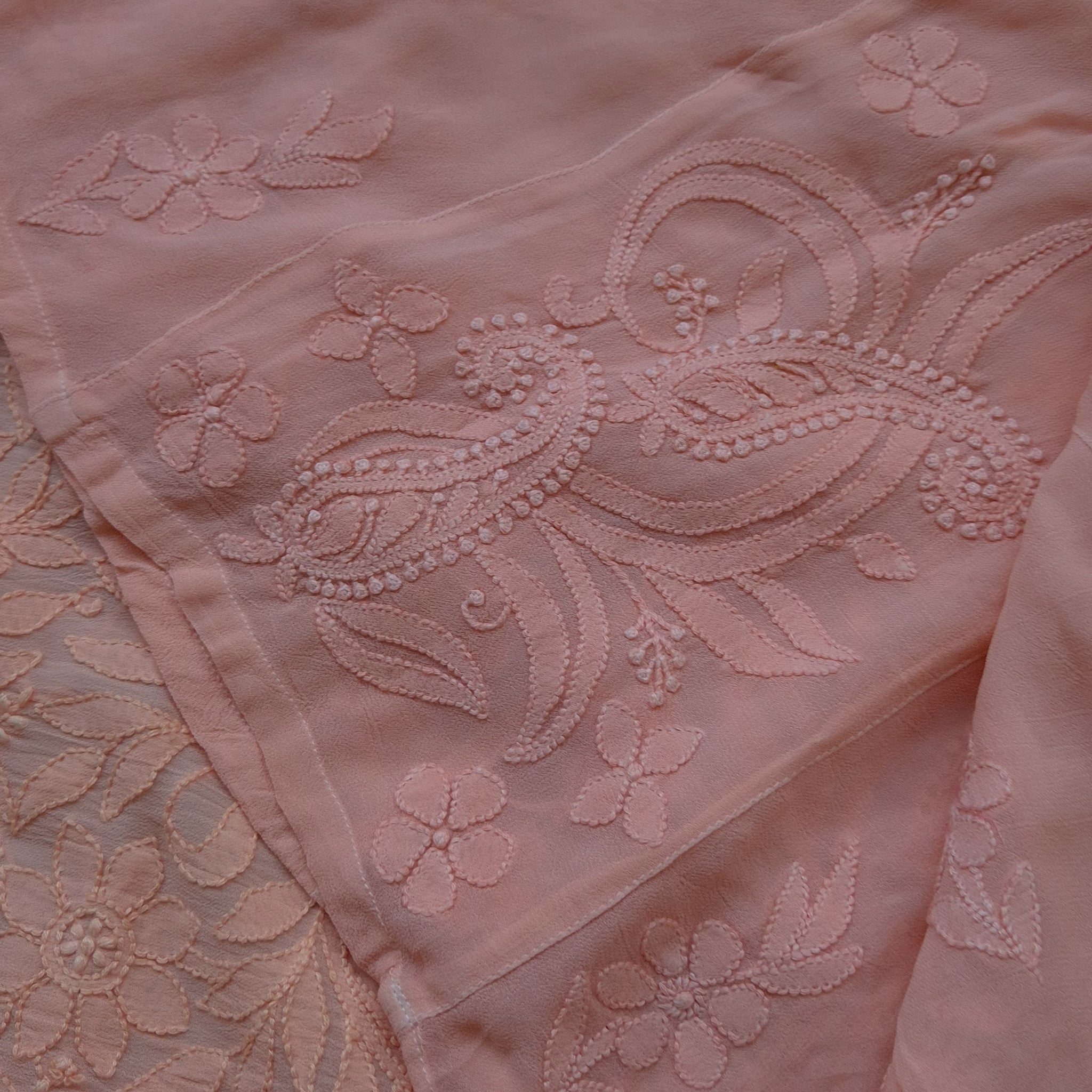 Loveable Sharara Peach Premium Georgette Chikankari kurti set