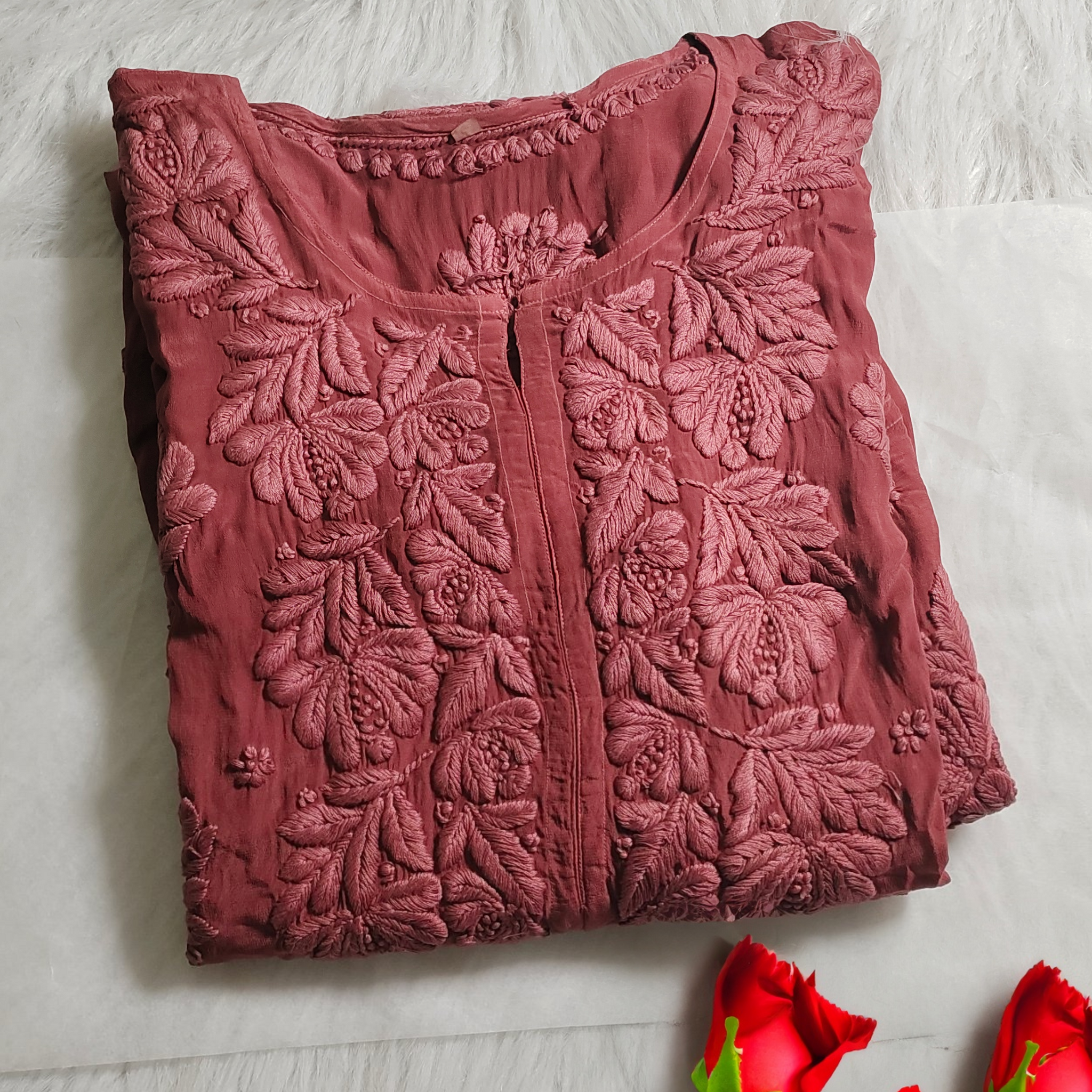 Brownie Premium Crepe silk Luxurious Chikankari Long Kurta