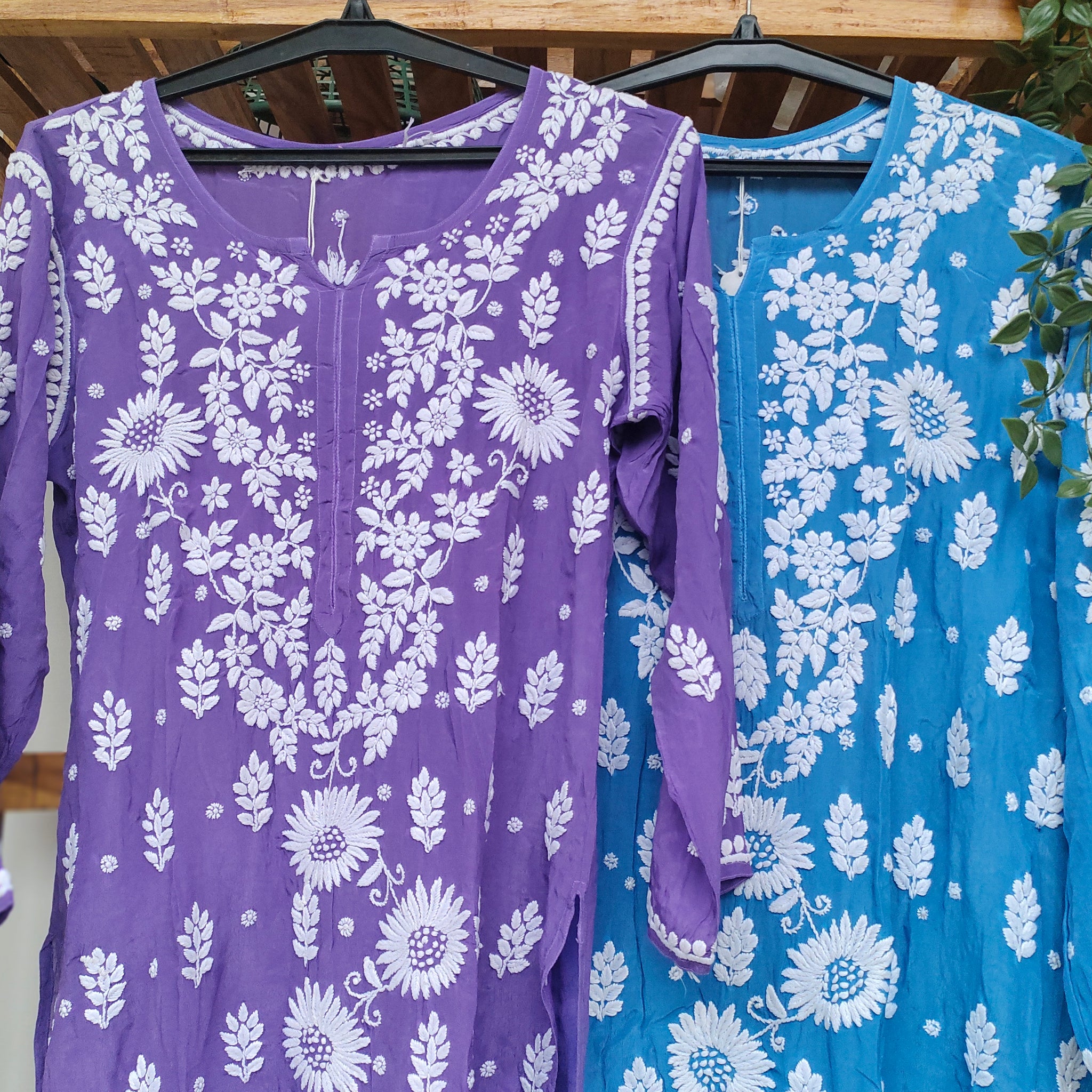 Plus Size Love Premium Silk Luxurious Look Chikankari Long Kurta