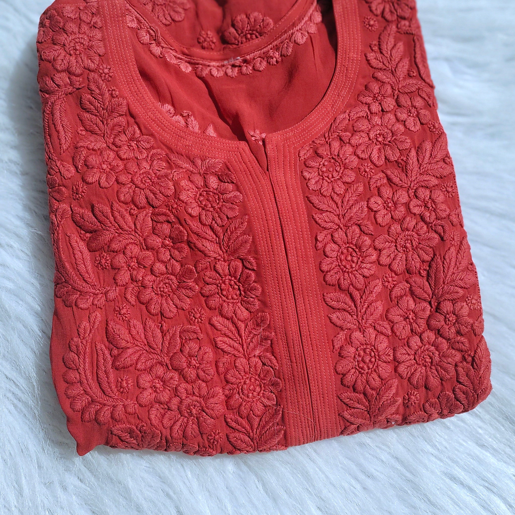 Fiza Premium Georgette Luxurious Chikankari Embroidery Long Kurta