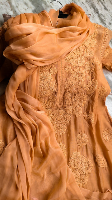 Honey Bee Premium Silk Modal Chikankari Pure Handcrafted Kurta Set