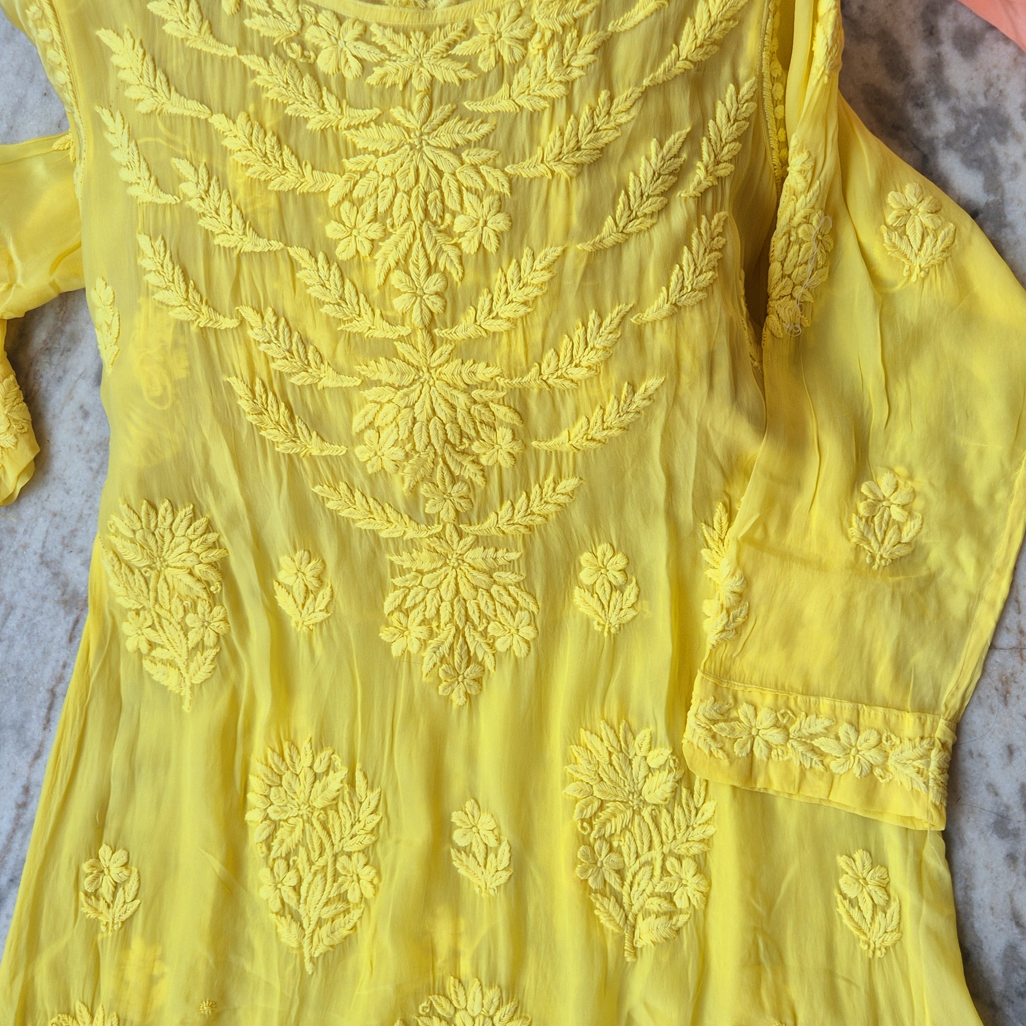 Zerish Premium Silk Luxurious Chikankari Long Anarkali Dress Round Neck Special