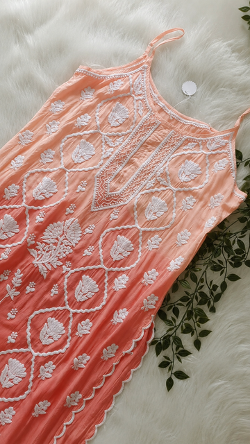 Peaches Tulip Beautiful Premium crepe silk Pure Handcrafted Tunic