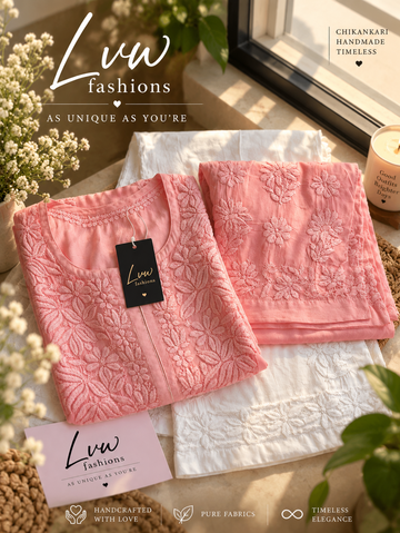 Beautiful Pure Handcrafted Premium Georgette Chikankari co-ord Set