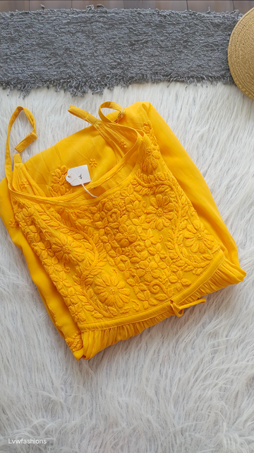 Tulip Tunic Premium Georgette Chikankari Embroidery (Adjustable Strap)