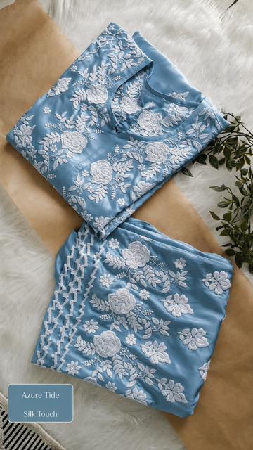 Azure Tide Co-ord Set With back And Sleeves Embroidery Special (One Creation)