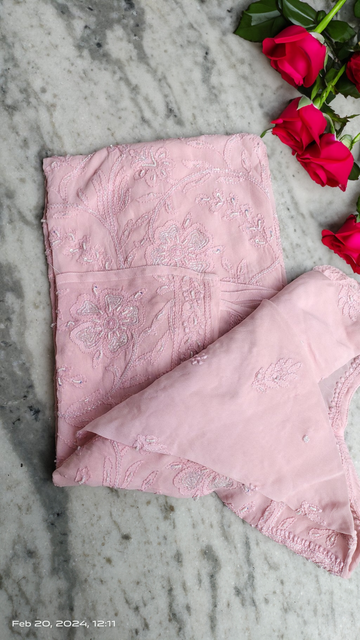 Restock Tarana Premium Georgette Chikankari Pearl Long Kurta