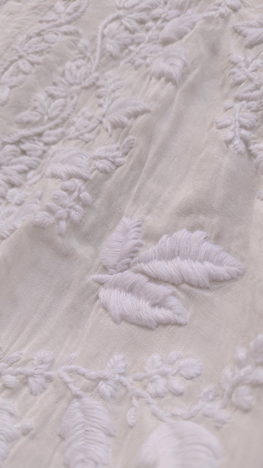 Arifa Leaf Touch  Premium Soft Silk Chikankari Limited Stock Long Kurta Pure Handcrafted