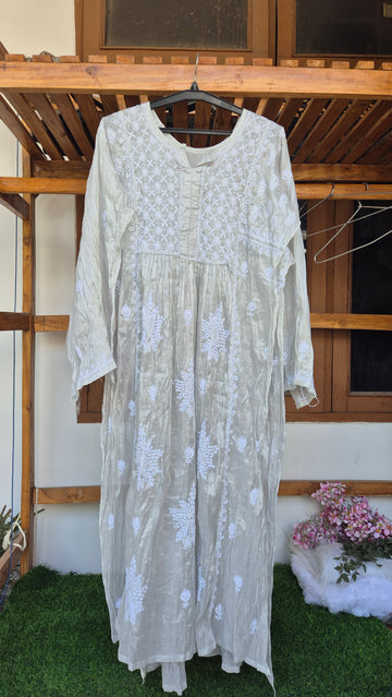 Chandi Silver Premium Chanderi hikankari Kurta Dupatta Set