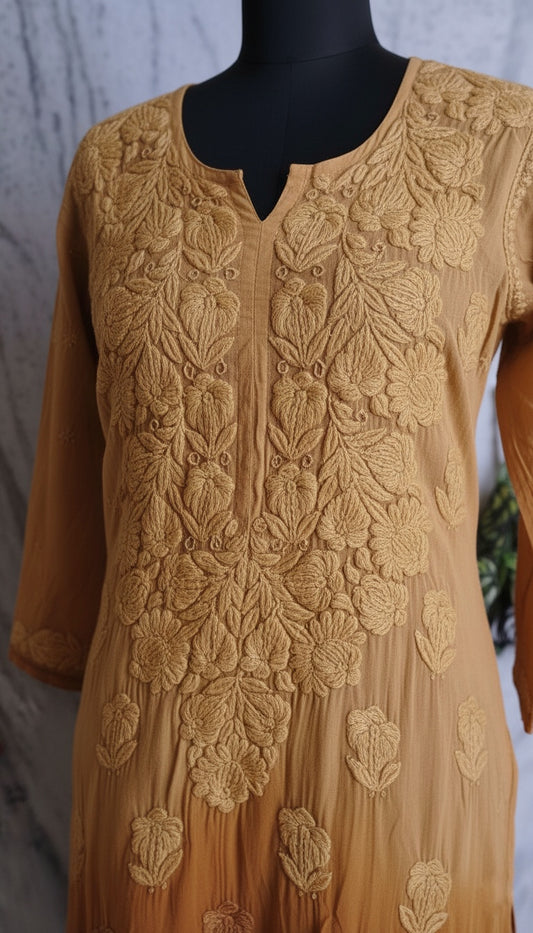 Brownie Heavy Pure Handcrafted Embroidery Premium Georgette Chikankari Kurti for Women
