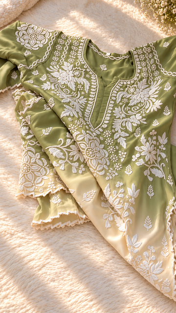 Sage Green and Ivory Omrbe Azhel co-ord set
