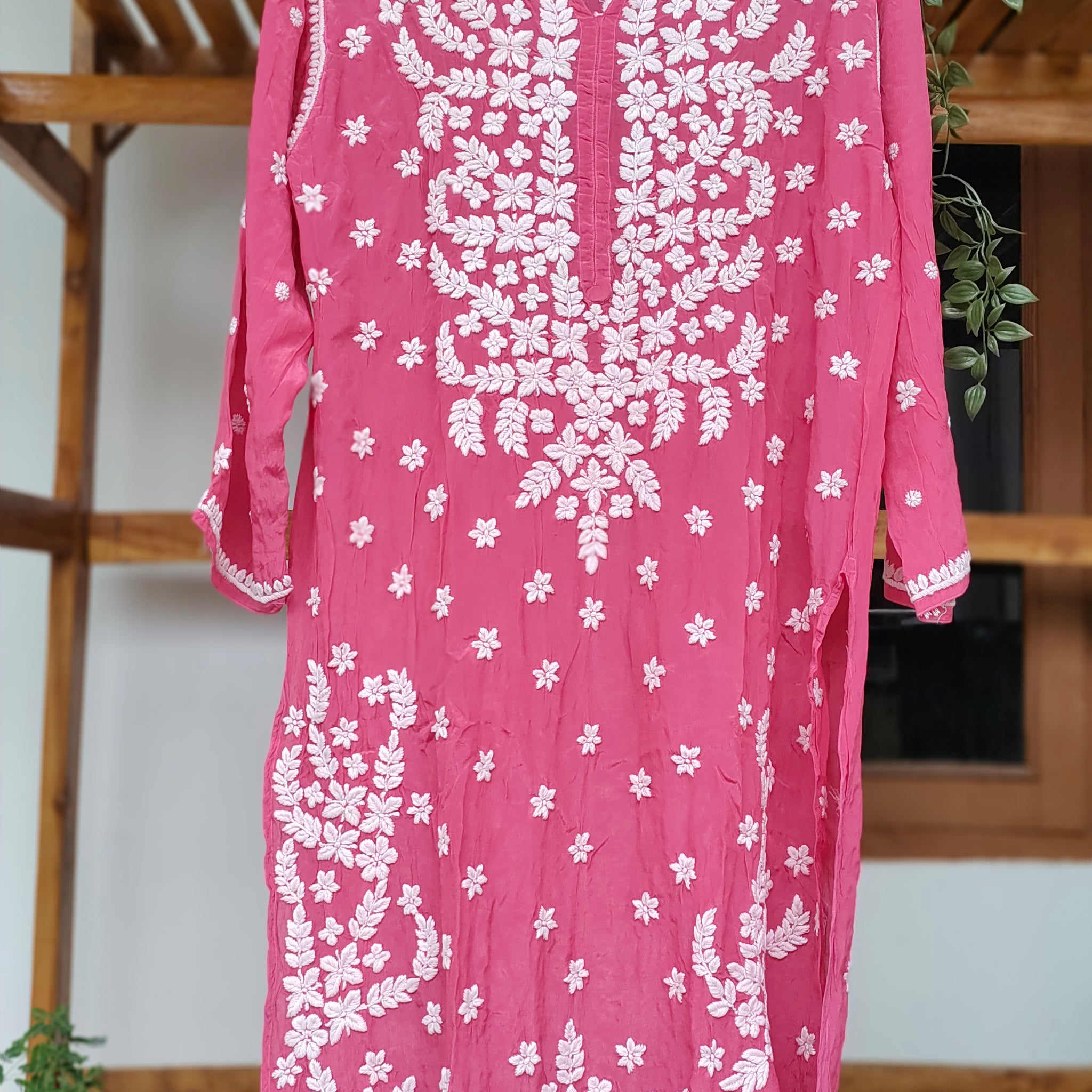 Zeba Premium Silk Chikankari Long Kurta