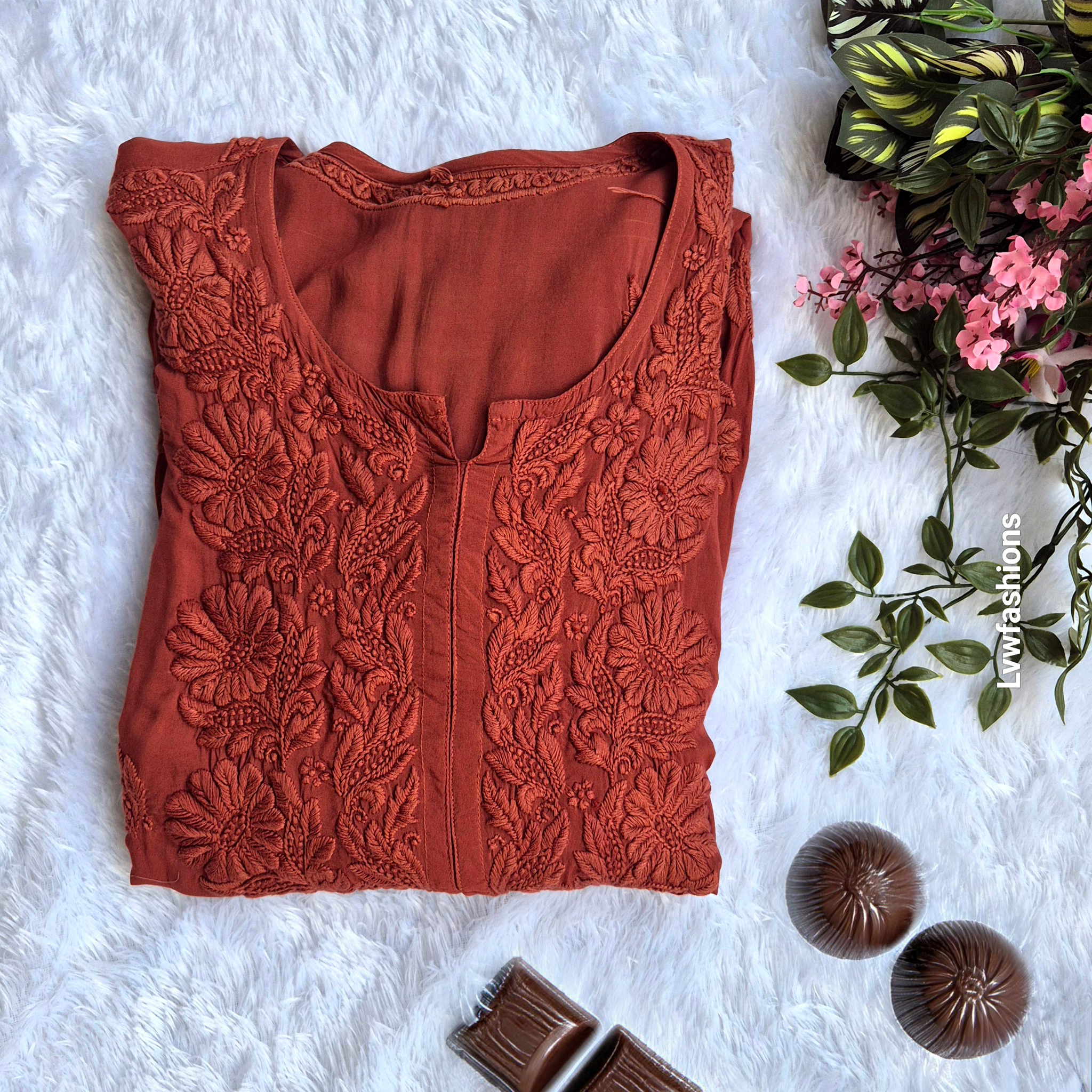 Hershey Kiss Premium Soft Modal chikankari luxurious Long Kurti