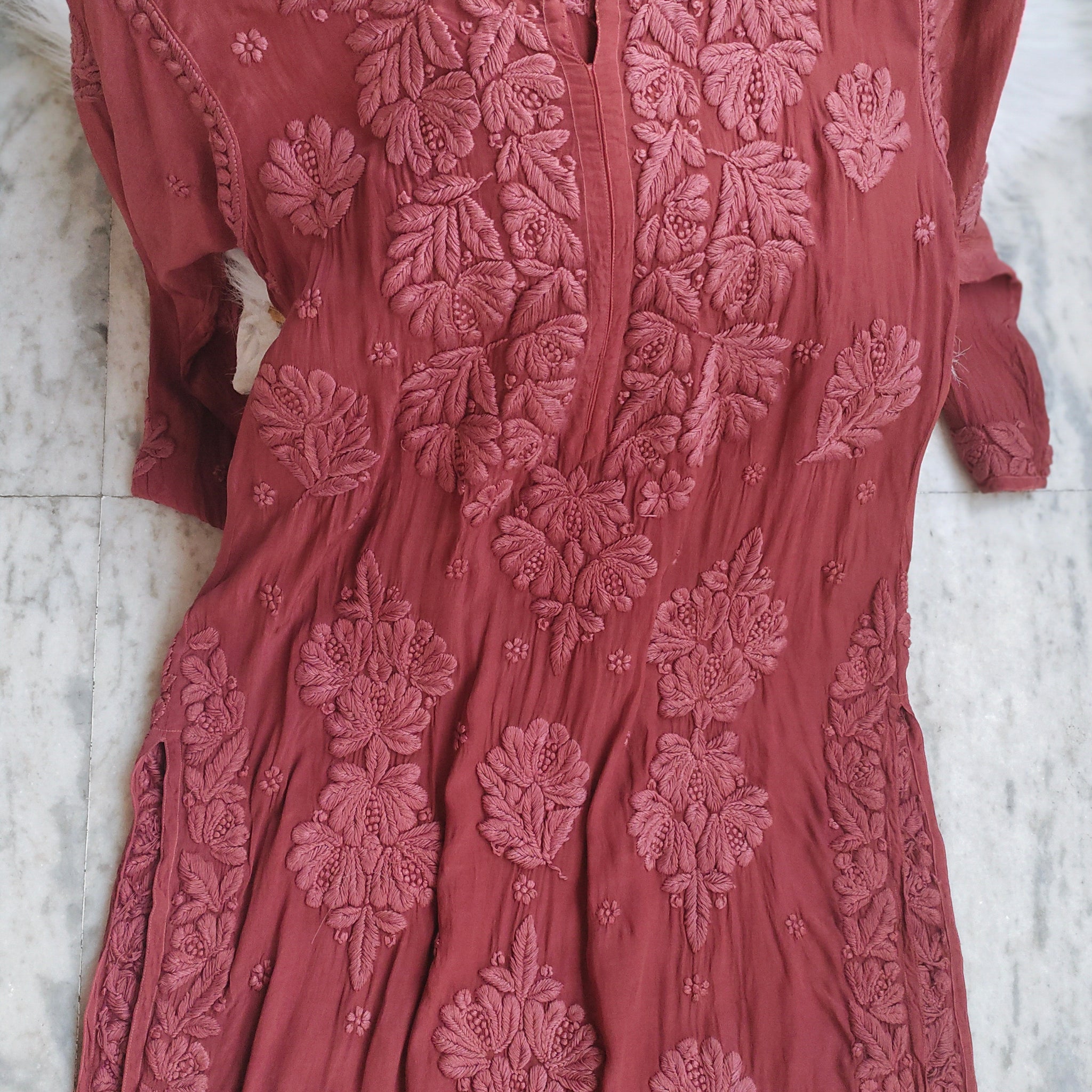 Noorani Premium Silk Chikankari Kurta Luxurious Look Embroidery