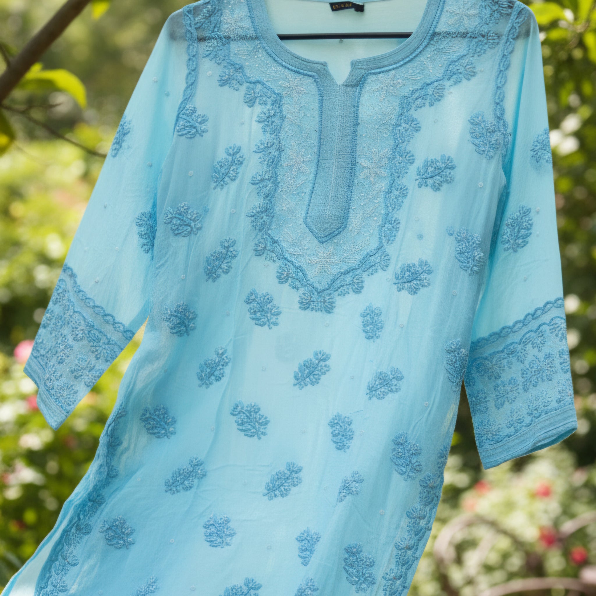 Noori Ombre Premium Silk Chikankari Pearls Cutdana Embroidery