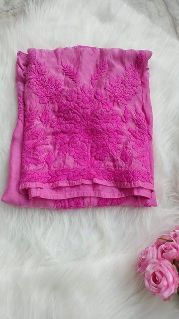 Sunflower Premium Silk Chikankari Long Kurta Pure Handcrafted