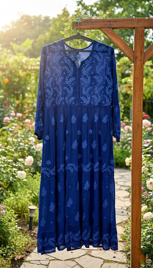 Nazia Premium Georgette Chikankari Luxurious Long Dress
