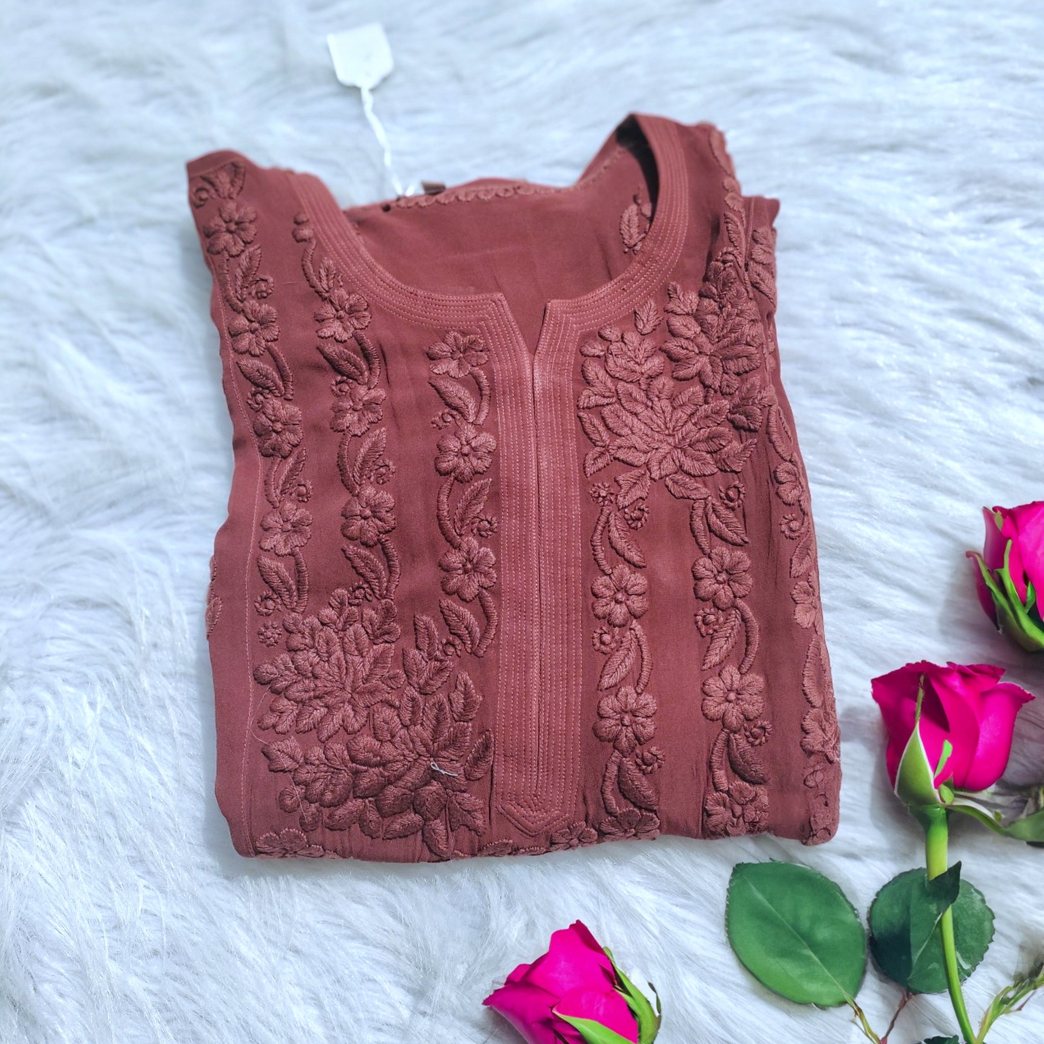 Kalidar 5 Roses Premium Georgette Chikankari Luxurious Look Kurta