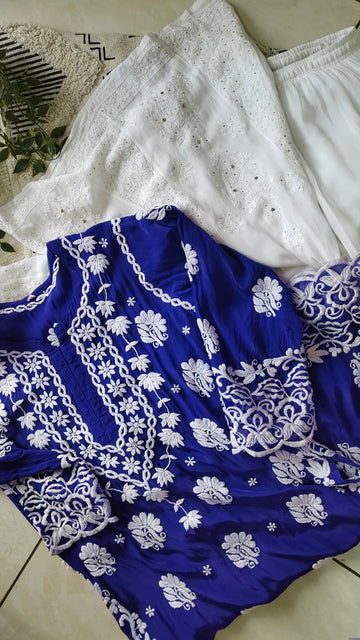 Zainy Premium Silk & Georgette Pure Handcrafted Chikankari co-ord Set