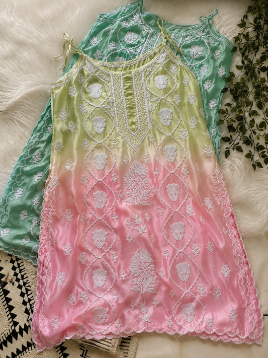 Greepink Tulip Beautiful Premium crepe silk Pure Handcrafted Tunic