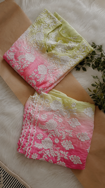 Ombre effect Co-ord Set With back And Sleeves Embroidery Special (One Creation)