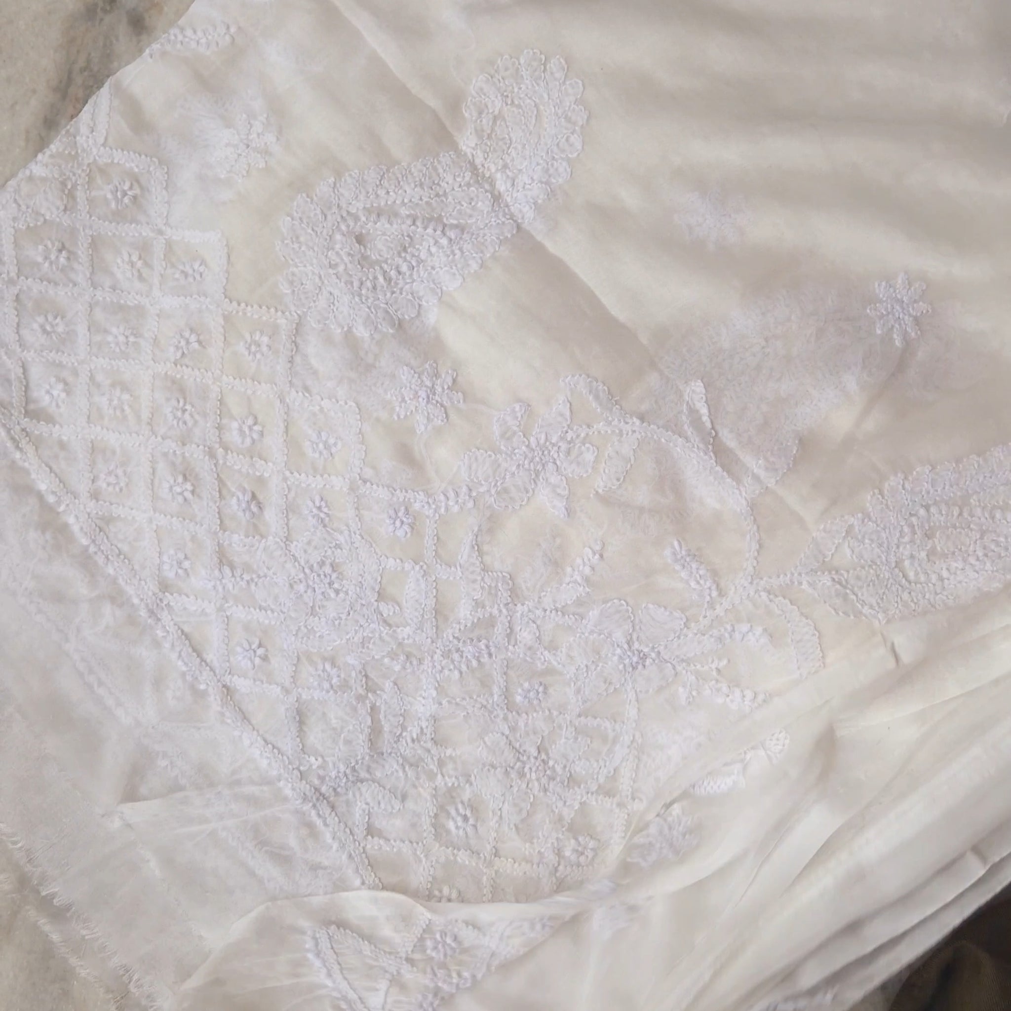 Pure chiffon Pure Handcrafted Chikankari Dyeable Dupatta