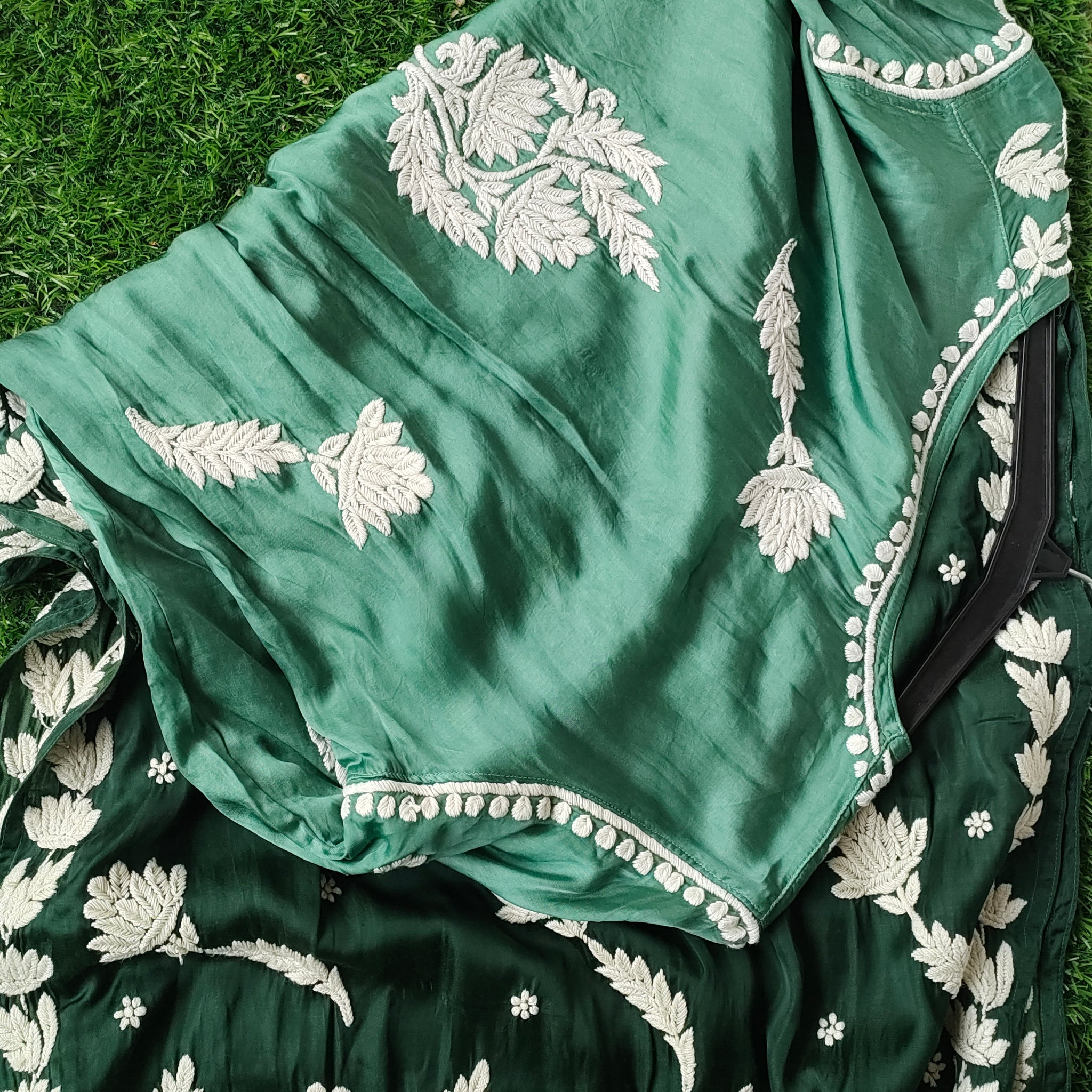 Green Ombre Premium Silk Luxurious Chikankari Kurta