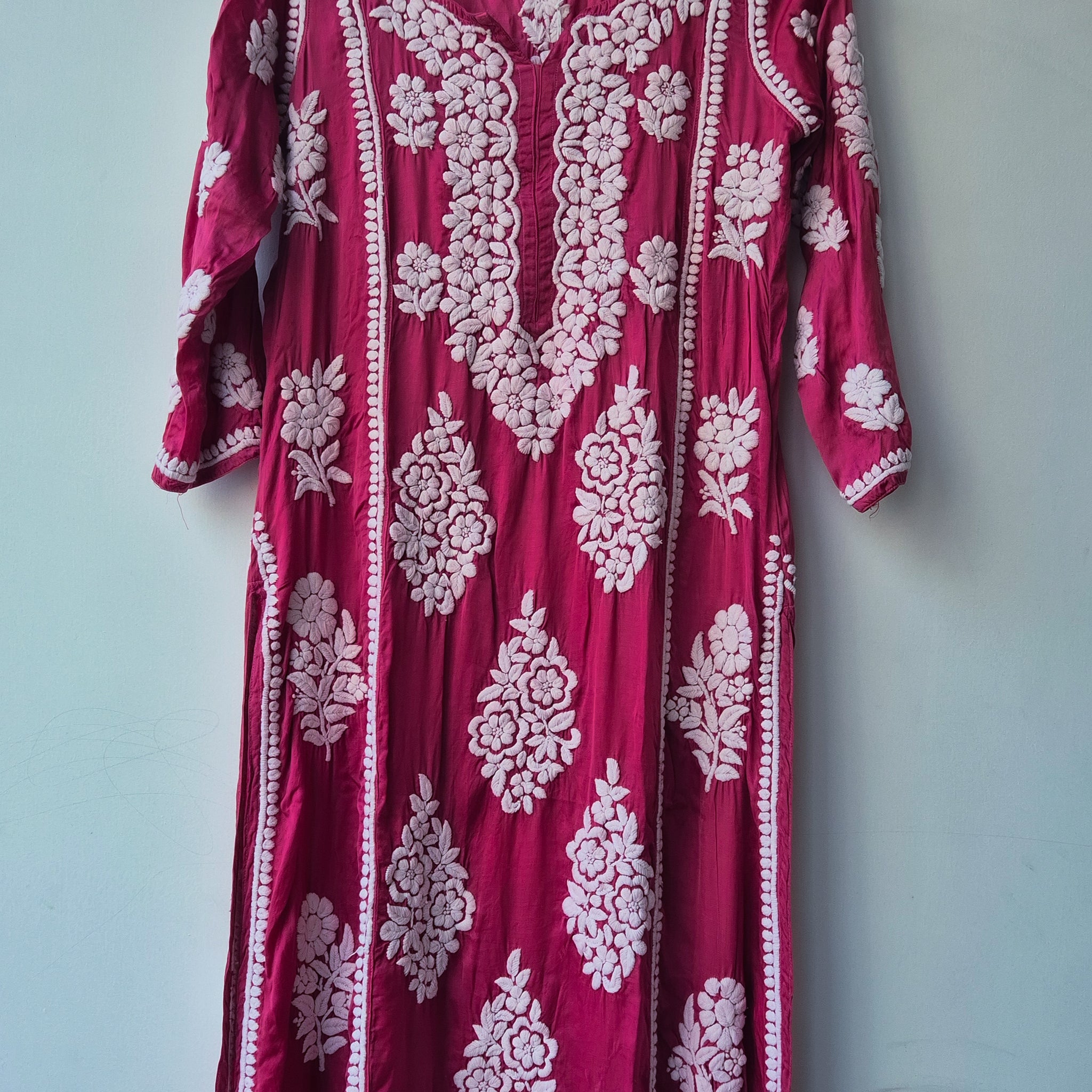 Isabelline Premium Silk Pure Handmade Chikankari Aline Dress