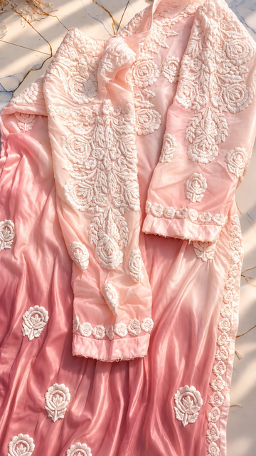 Special Design of Sleeves and Back Pure Chikankari mulmul Muslin Kurta
