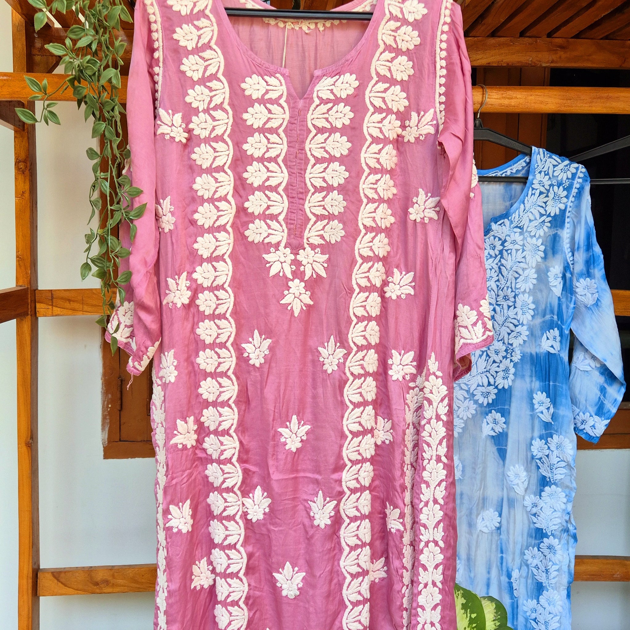Mauve Silk Pure Handmade Chikankari Embroidery