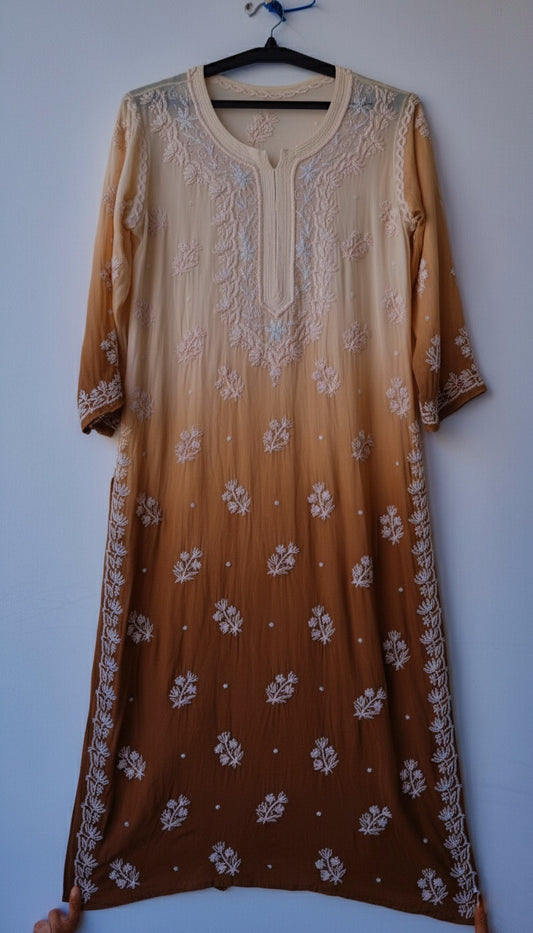 Hershey's kiss Ombre Beautiful Noori  Premium Georgette Chikankari Kurta Cutdana Embroidery