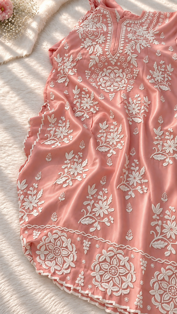 Blush Bloom Azhel Co-ord Set With back And Sleeves Embroidery Special (One Creation)