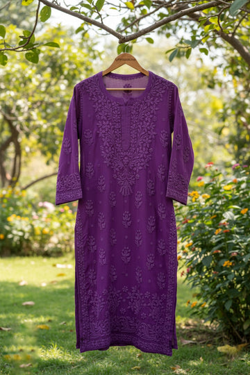Heavy Pure Handcrafted Embroidery Premium Georgette Chikankari Kurti set for Women