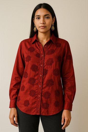Stylish Premium Silk Luxurious Chikankari Handcrafted Shirt