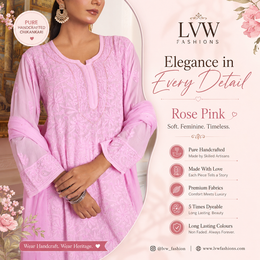 Kaneez Premium Georgette Pure Handcrafted Chikankari Kurta Set