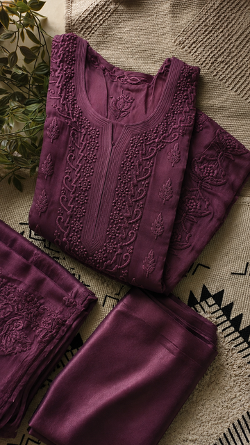 Damson Premium Georgette luxurious Chikankari Long Kurta Heavy Embroidery with Light weight