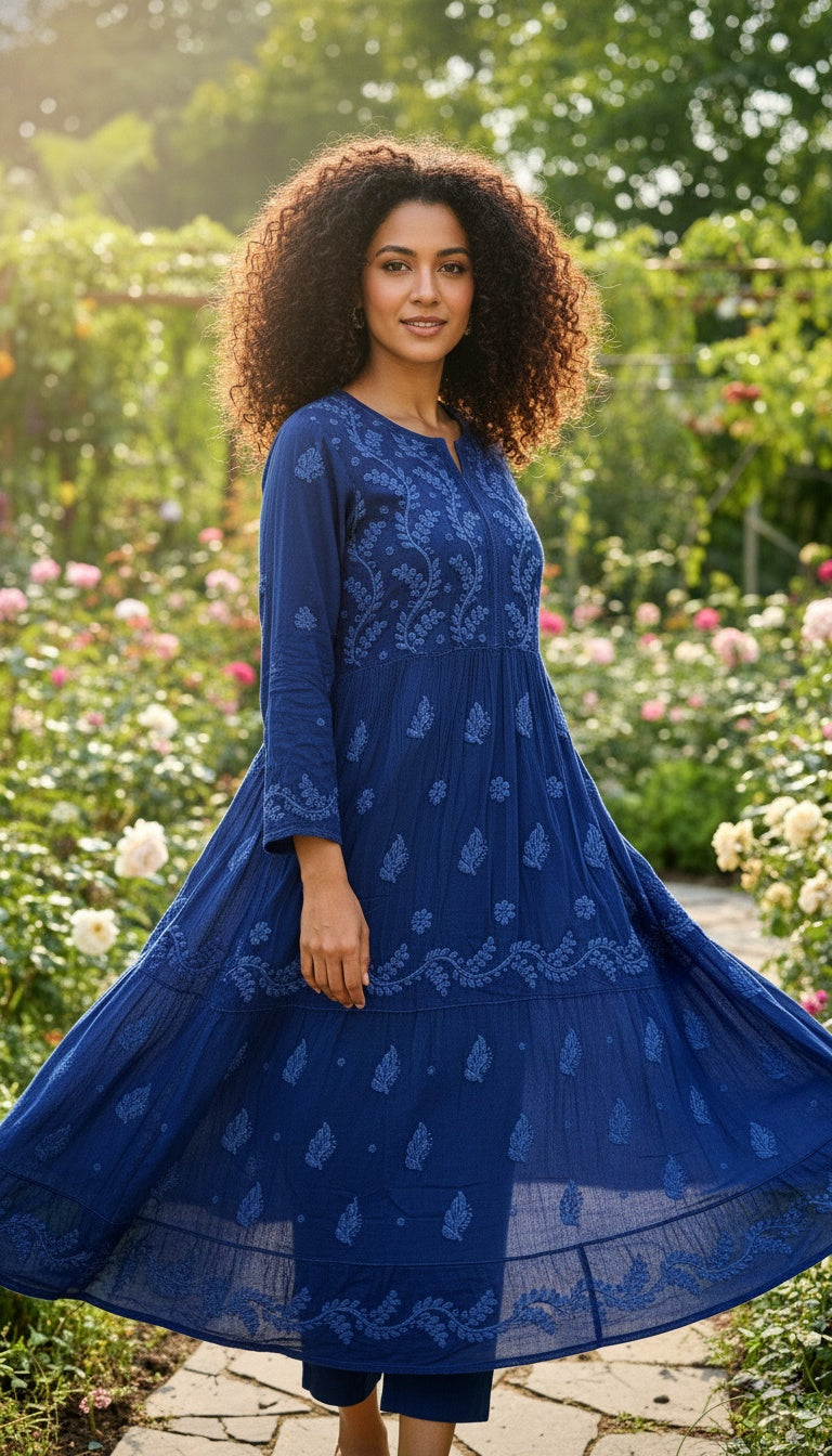 Nazia Premium Georgette Chikankari Luxurious Long Dress