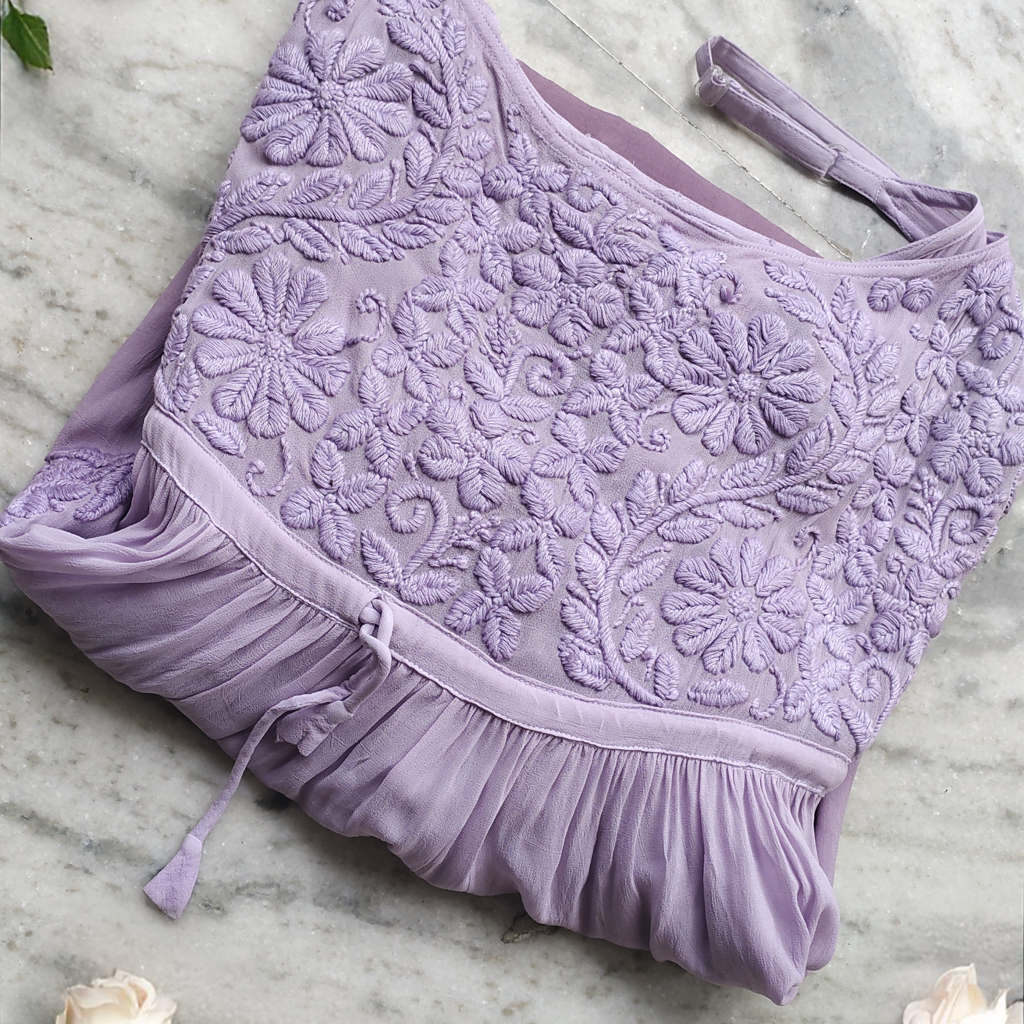 Lavender Premium Georgette Tulip Tunic Adjustable Straps