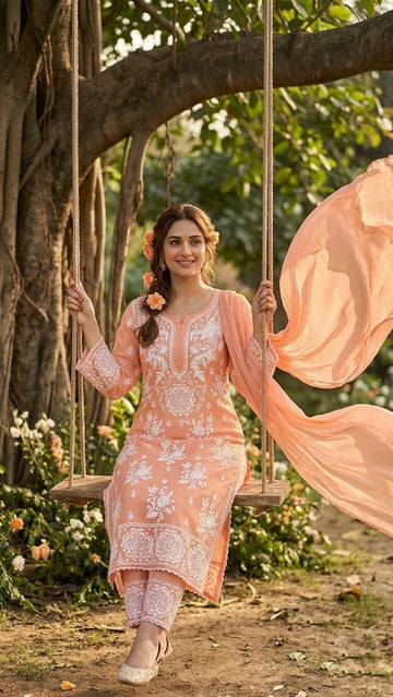 Azhel co-ord Set Pure Handcrafted Luxurious Collection Premium Silk Co-ord Set Front Back Embroidery Special (Limited Edition)